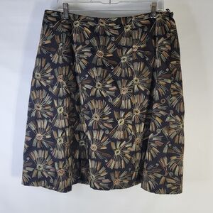 Talbots Black Metallic Embroidered Skirt Size 16W Side Zip